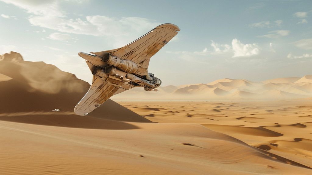 Artistic representation of the elusive Vega Missyl flying over the desert